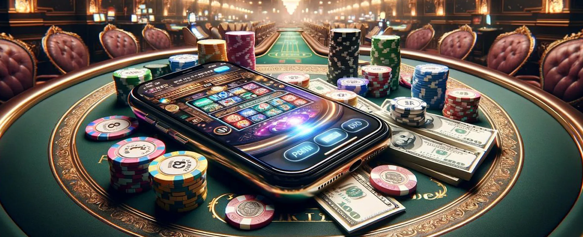 Nustar Poker main image showing cards and chips on a table with golden light